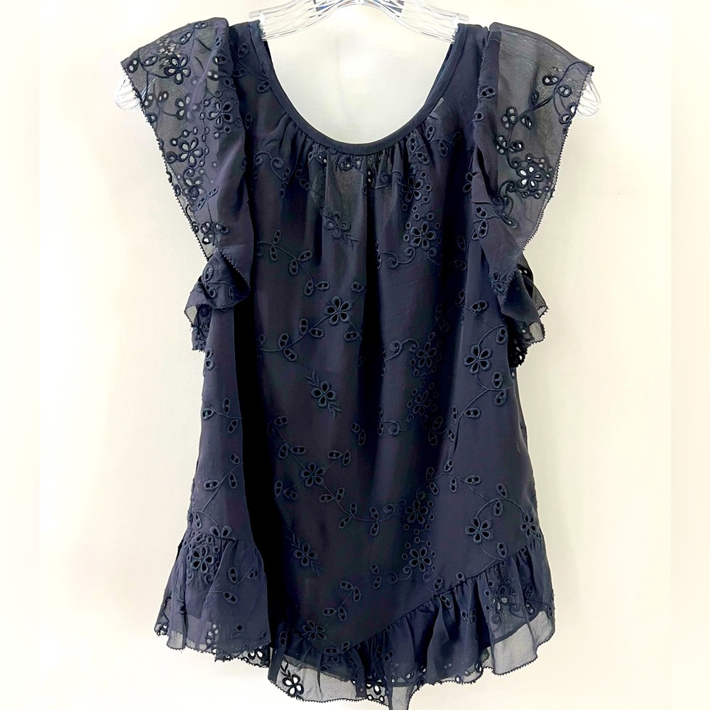 Black Joie flutter-sleeve blouse, small
